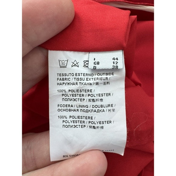 Pinko Red Dress Off The Shoulder Ruffle Detail Flutter Sleeve Womens 8 - Picture 6 of 11